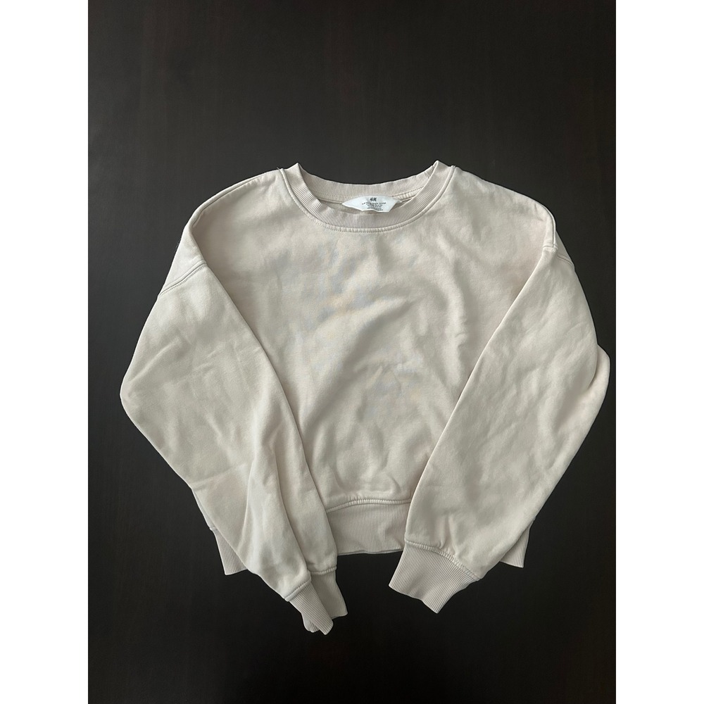 H&M Girls Beige Crewneck Sweatshirt Size 8-10Y Long Sleeve Fleece Pullover